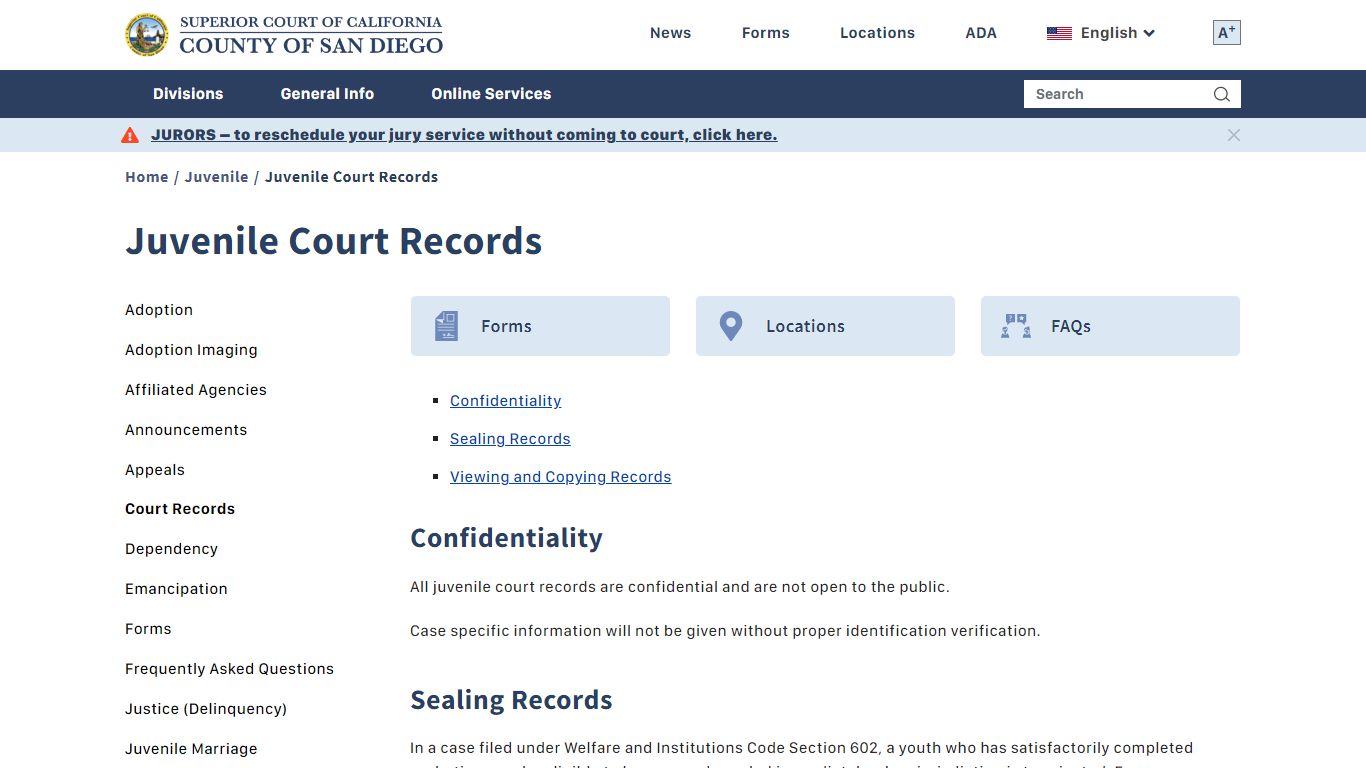Juvenile Court Records | Superior Court of California ...